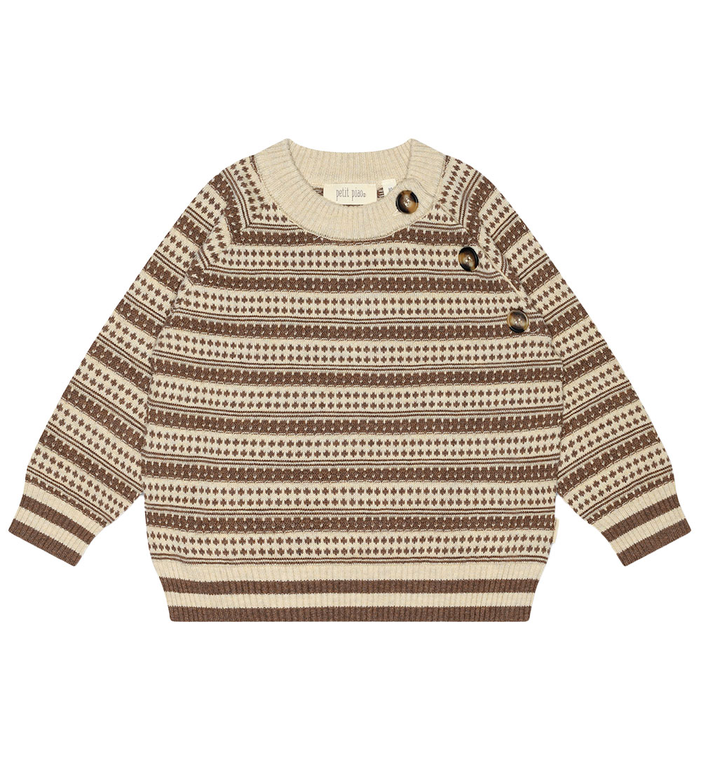 Petit Piao Blússa - Prjónað - Light Nordic - Off White/Brown Mel