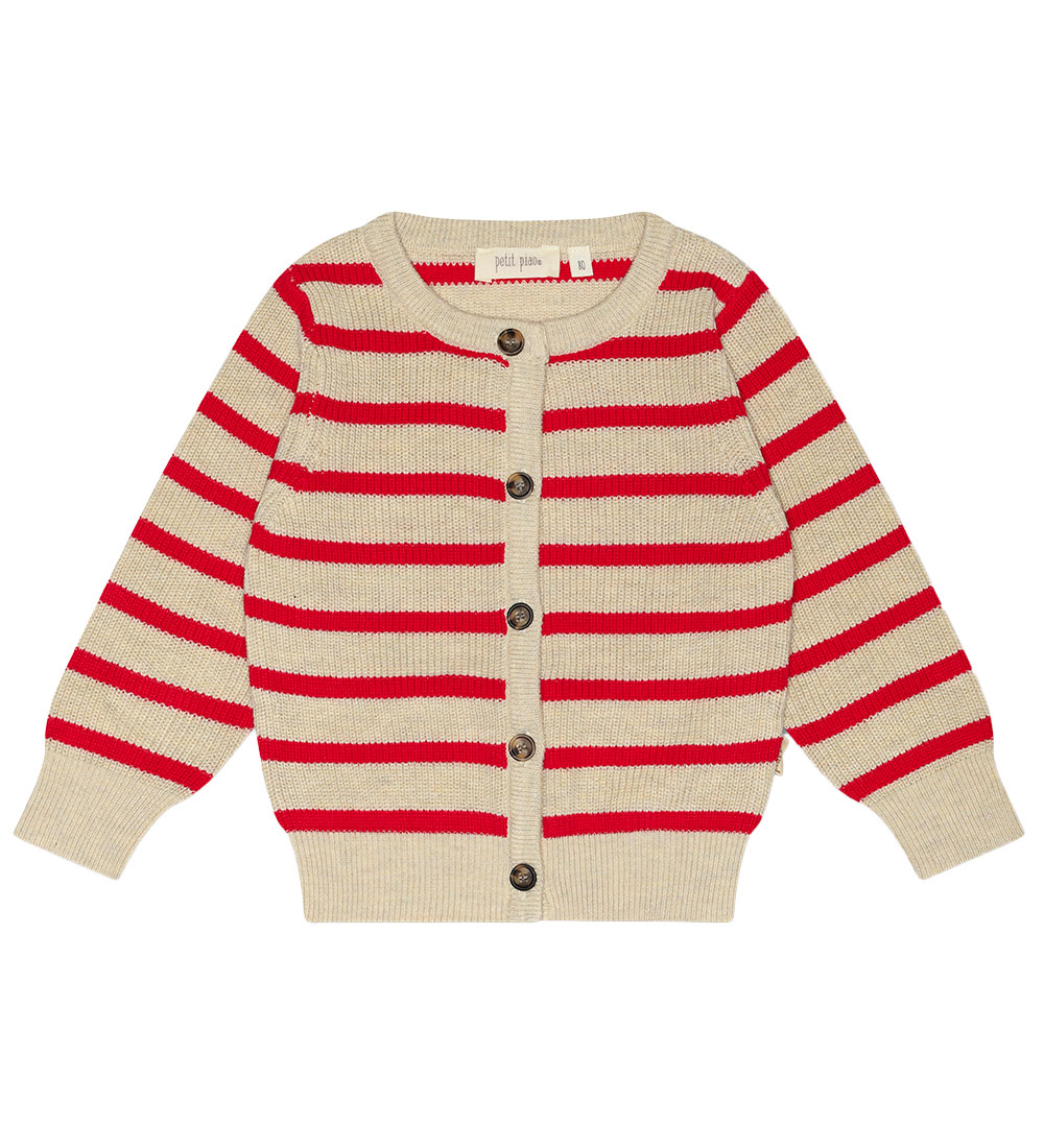 Petit Piao Cardigan - Knitted - Off White/Bright Red