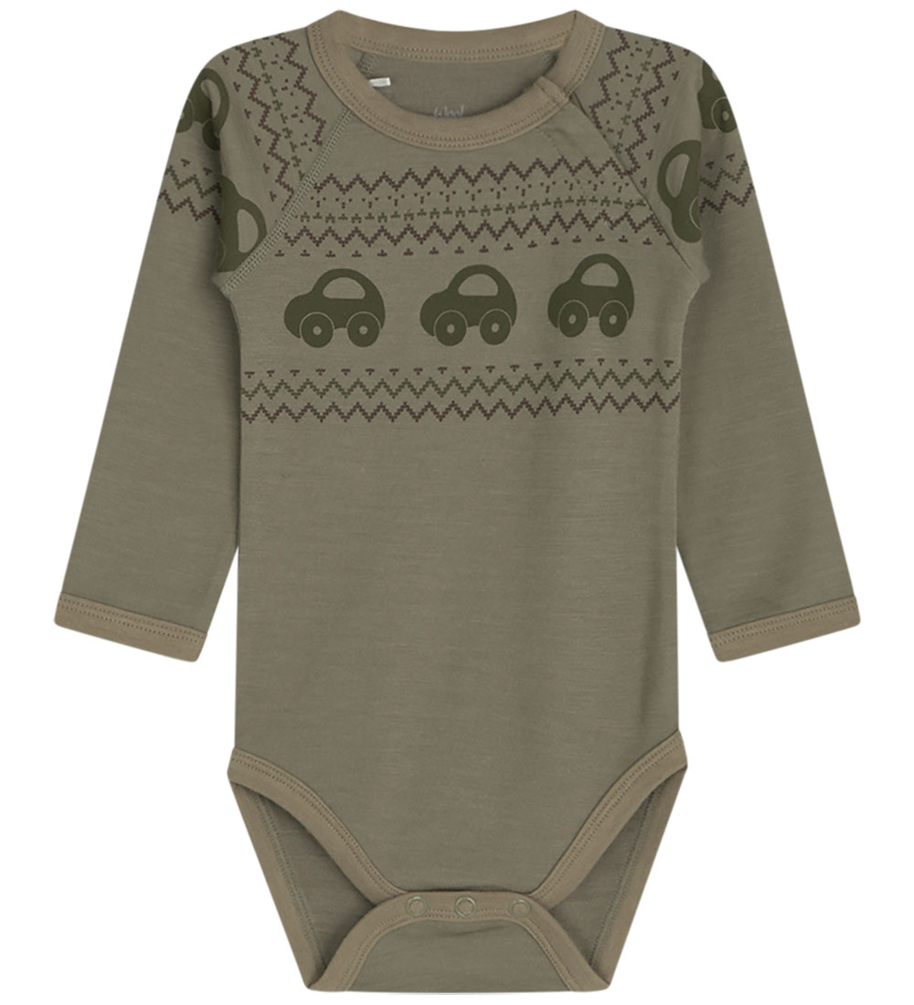 Hust and Claire Bodysuit l/s - Wool/Bamboo - Basti - Khaki