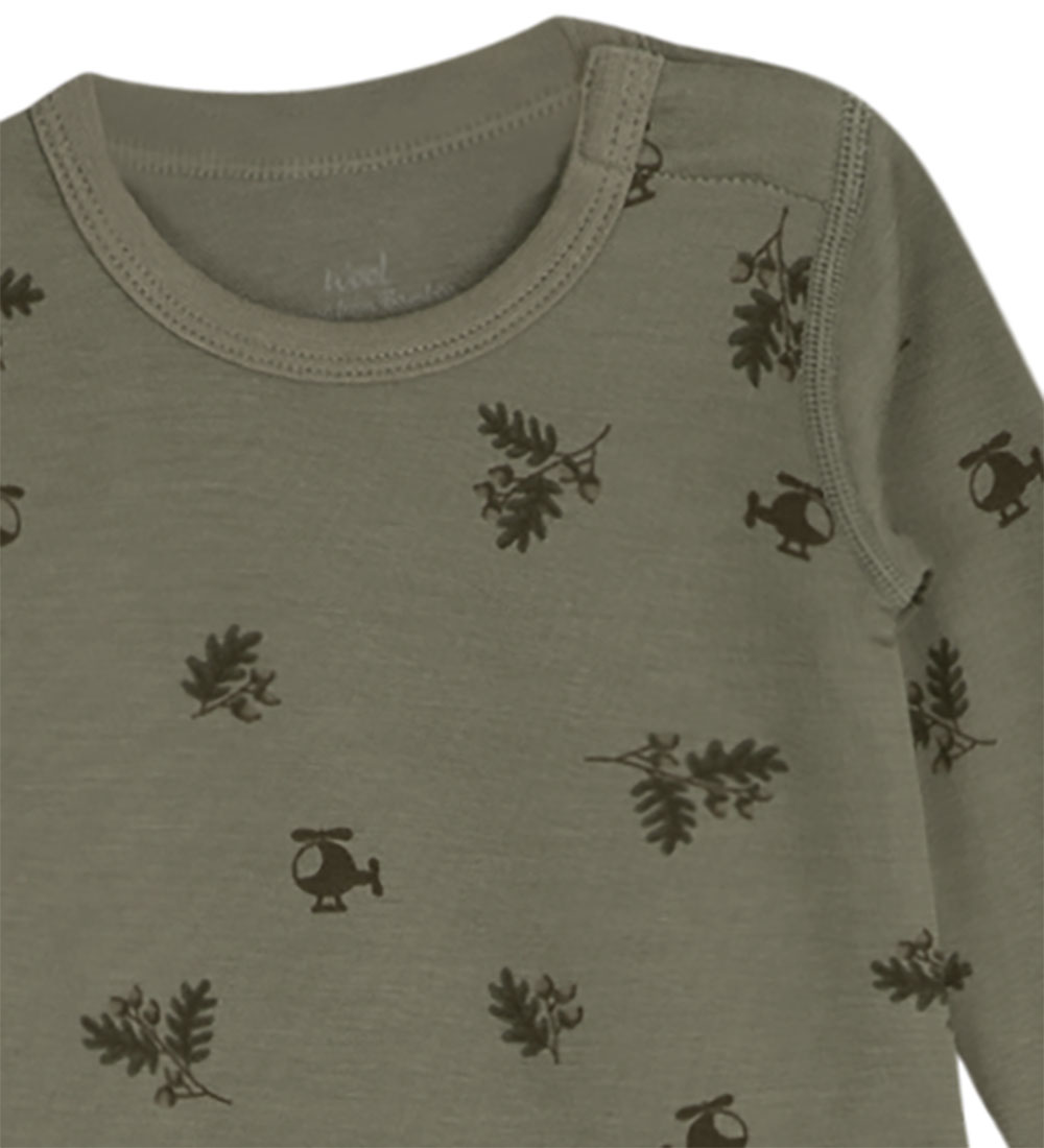 Hust and Claire Bodysuit l/s - Wool/Bamboo - Baloo-HC - Khaki
