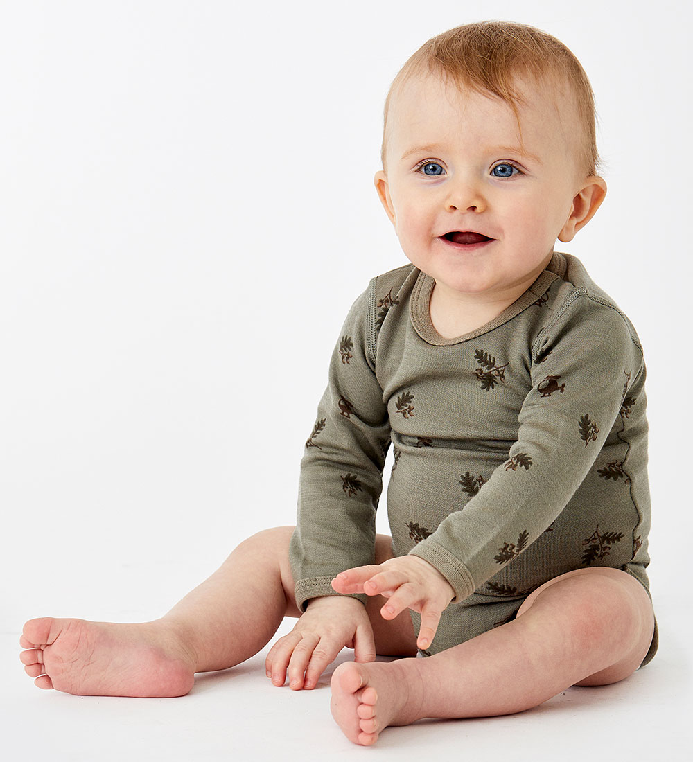 Hust and Claire Bodysuit l/s - Wool/Bamboo - Baloo-HC - Khaki