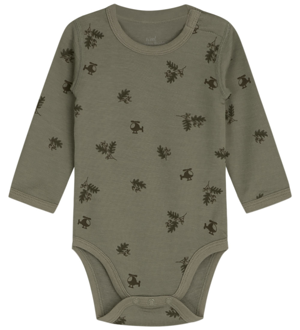 Hust and Claire Bodysuit l/s - Wool/Bamboo - Baloo-HC - Khaki