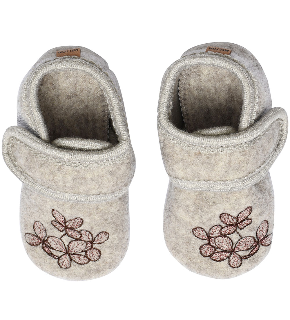 Chaussons Melton - Laine - Beige Melange av. Hortensia