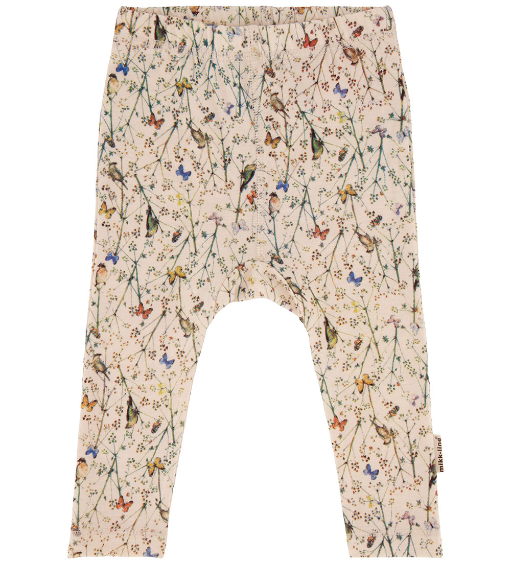 Mikk-Line Leggings - Wool/Bamboo - Off-White w. Print