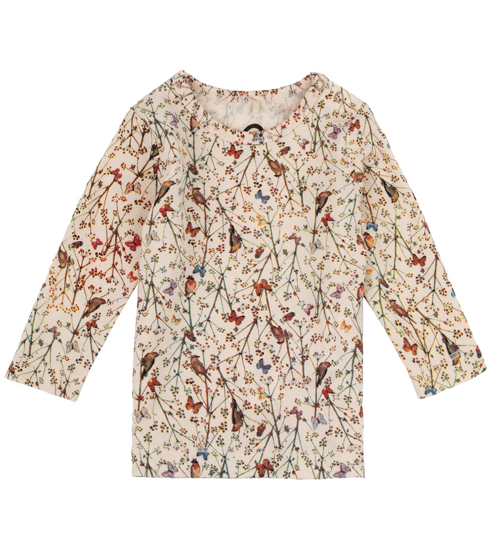 Mikk-Line Bluse - Wolle/Bambus - Off-White m. Print