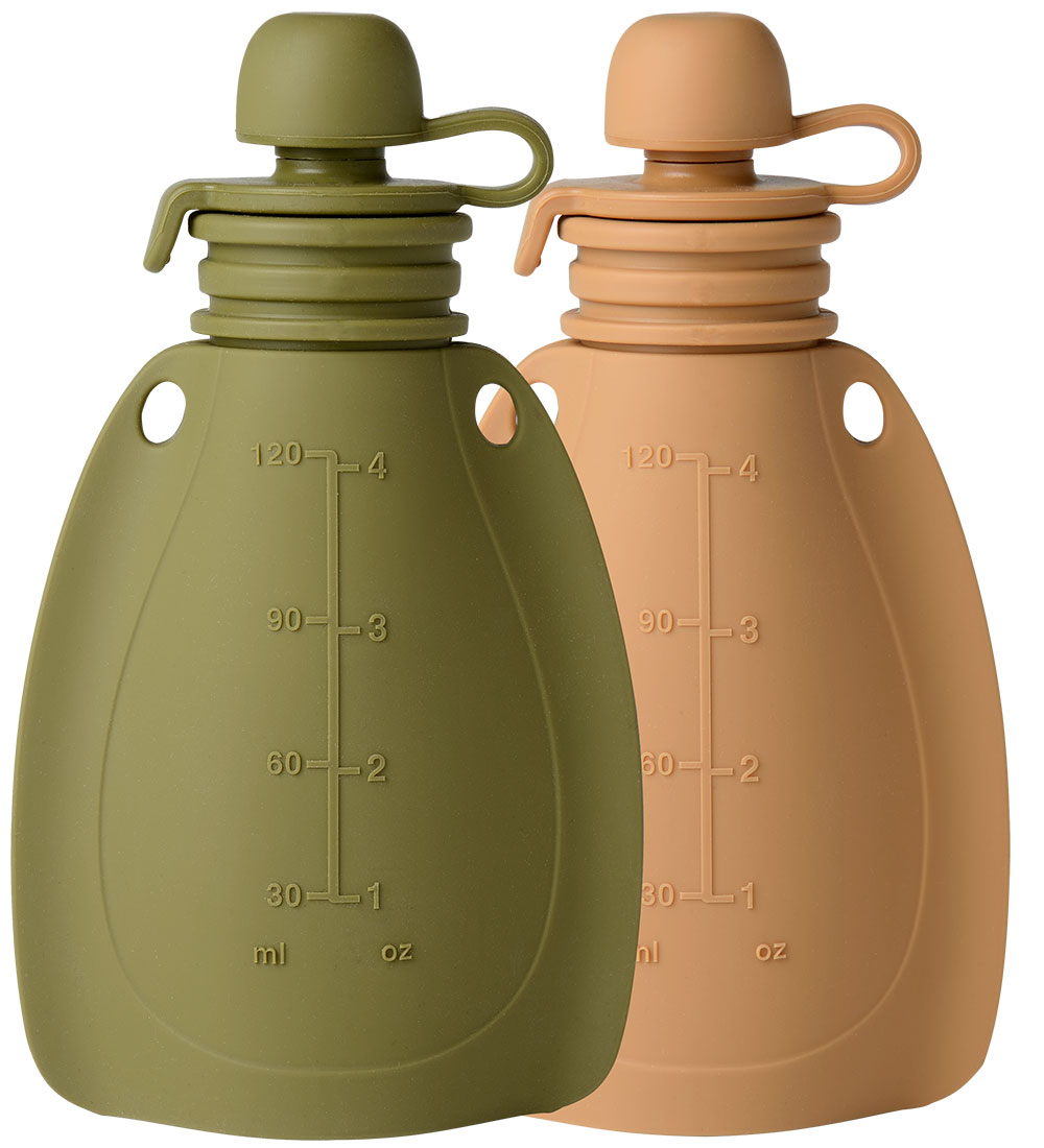 Mininor Smoothie bags - 2-Pack - Silicone - 120 mL - Green/Brown