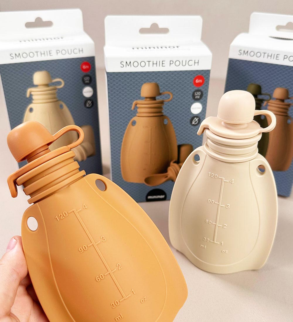 Mininor Smoothiepåsar - 2-pack - Silikon - 120 ml - Beige/Grön