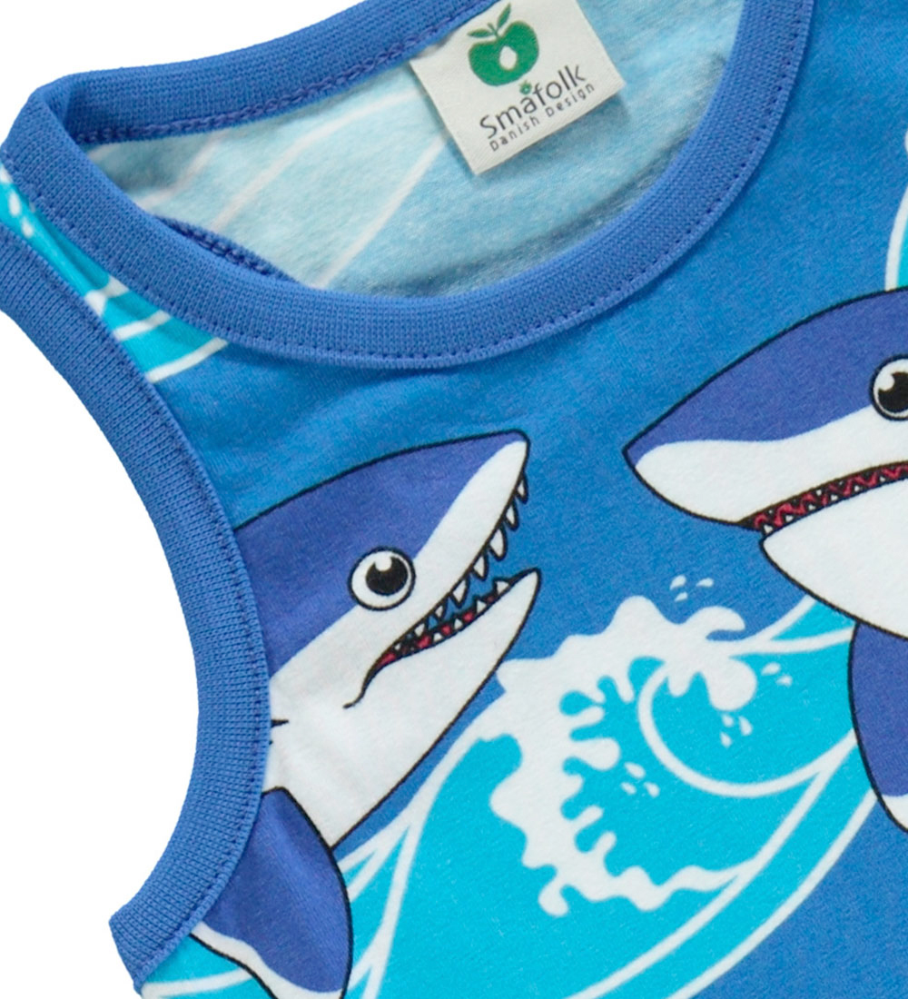 Småfolk Set - Tanktop/Shorts - Brilliant Blue w. Sharks