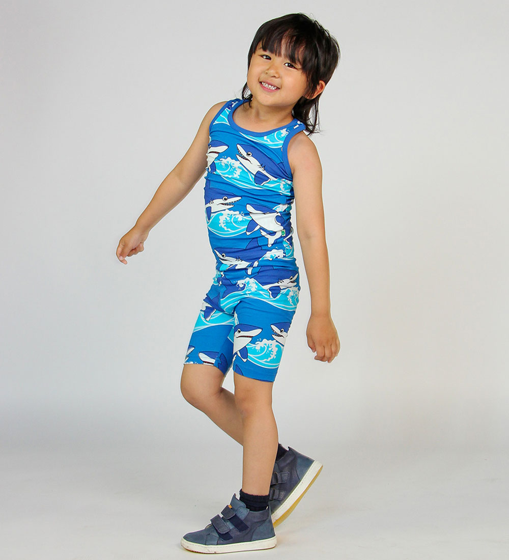 Småfolk Set - Tanktop/Shorts - Brilliant Blue w. Sharks