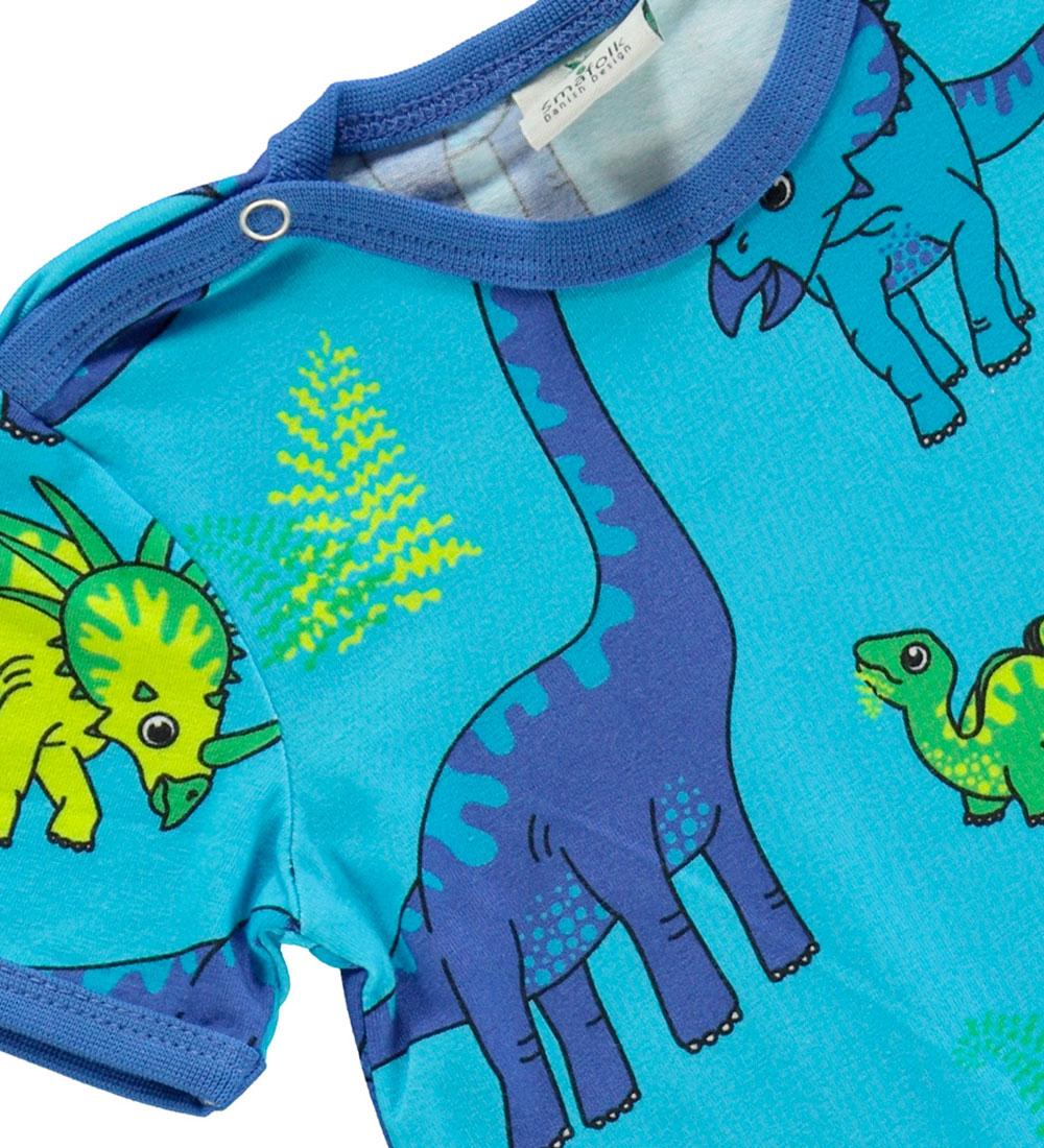 Småfolk Summer Romper - Blue Atoll w. Dinosaur