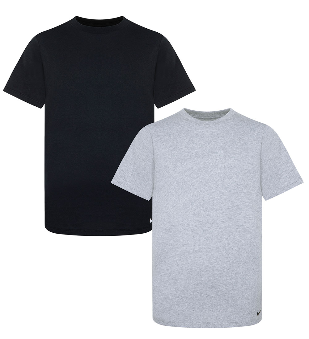 Nike Stuttermabolur - 2 Pakki - DK Grey Heather/Black
