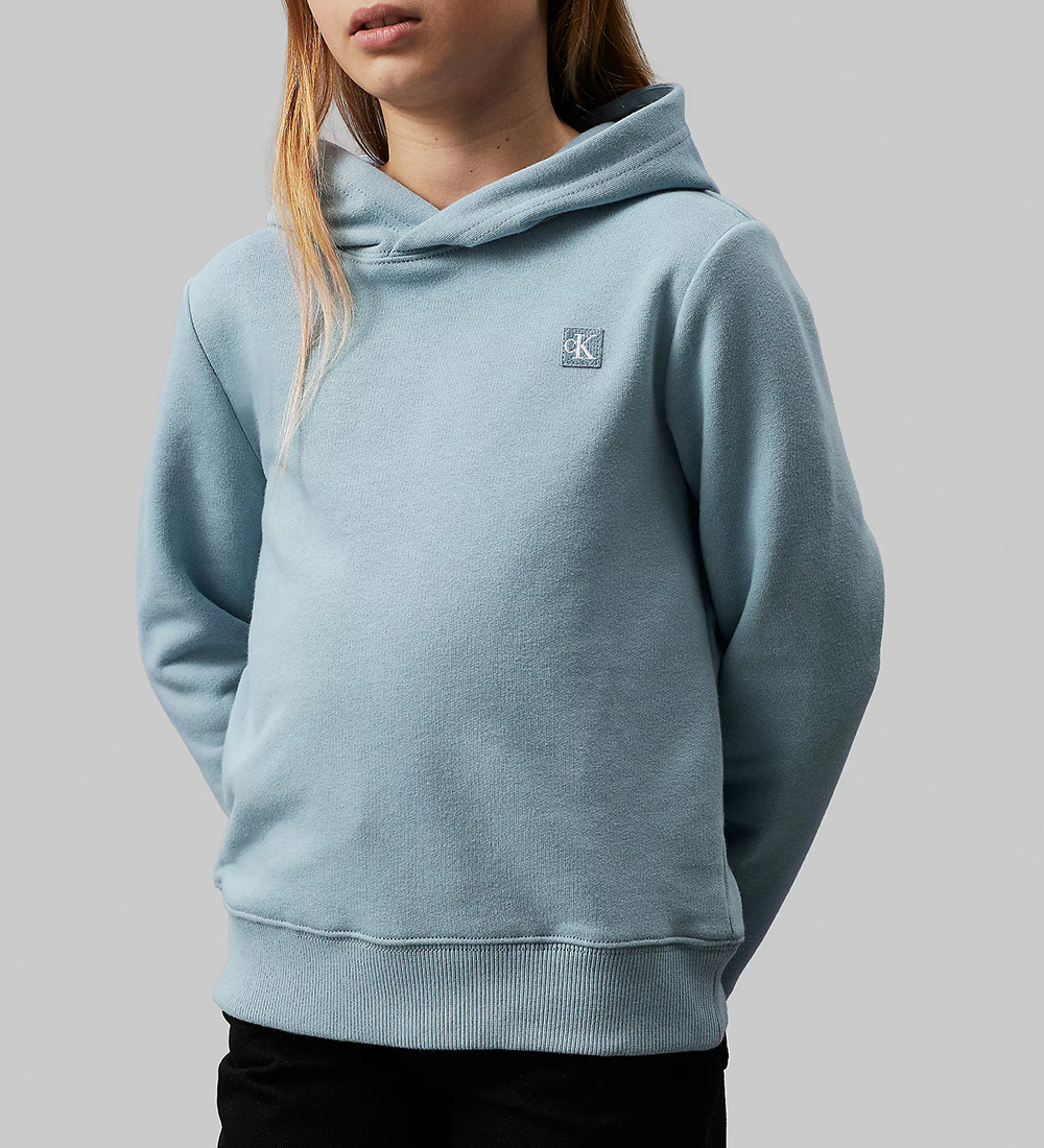 Calvin Klein Hoodie - Monogram Mini Märke - blekt Denim