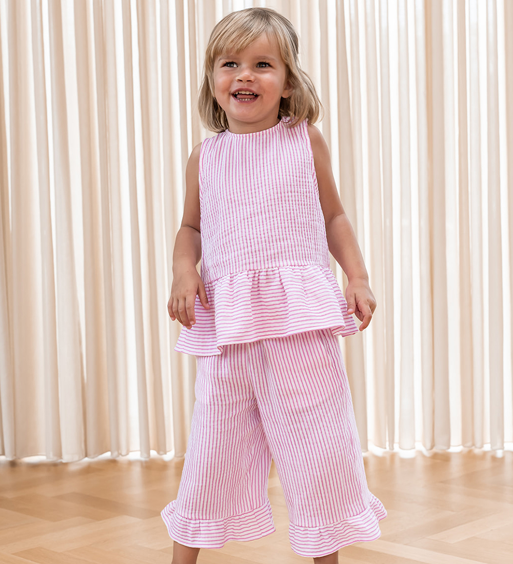Fliink Trousers - Muslin - Ciao - Cloud Dancer w. Stripes