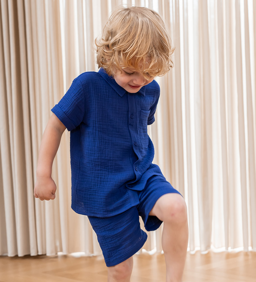 Fliink Shirt s/s - Muslin - Hello - Mazerine Blue