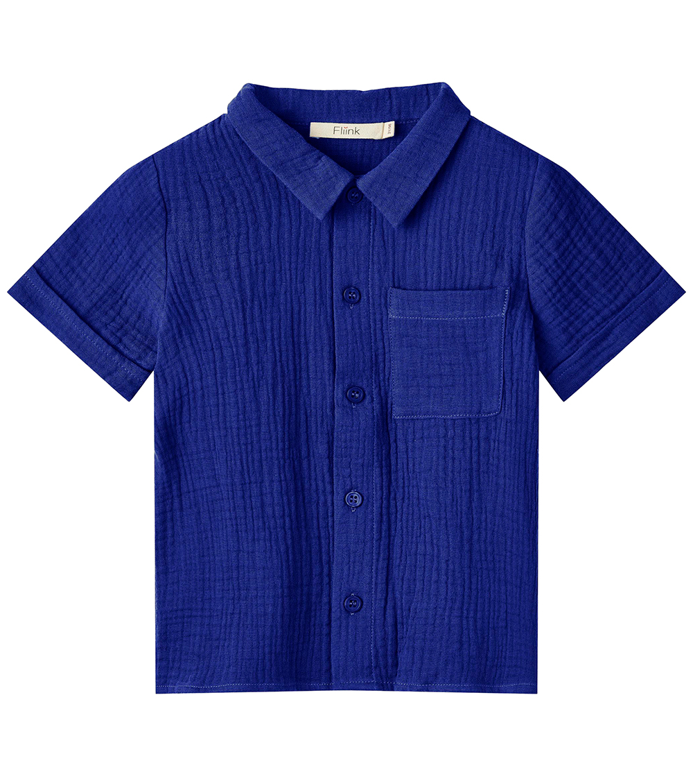 Fliink Shirt s/s - Muslin - Hello - Mazerine Blue
