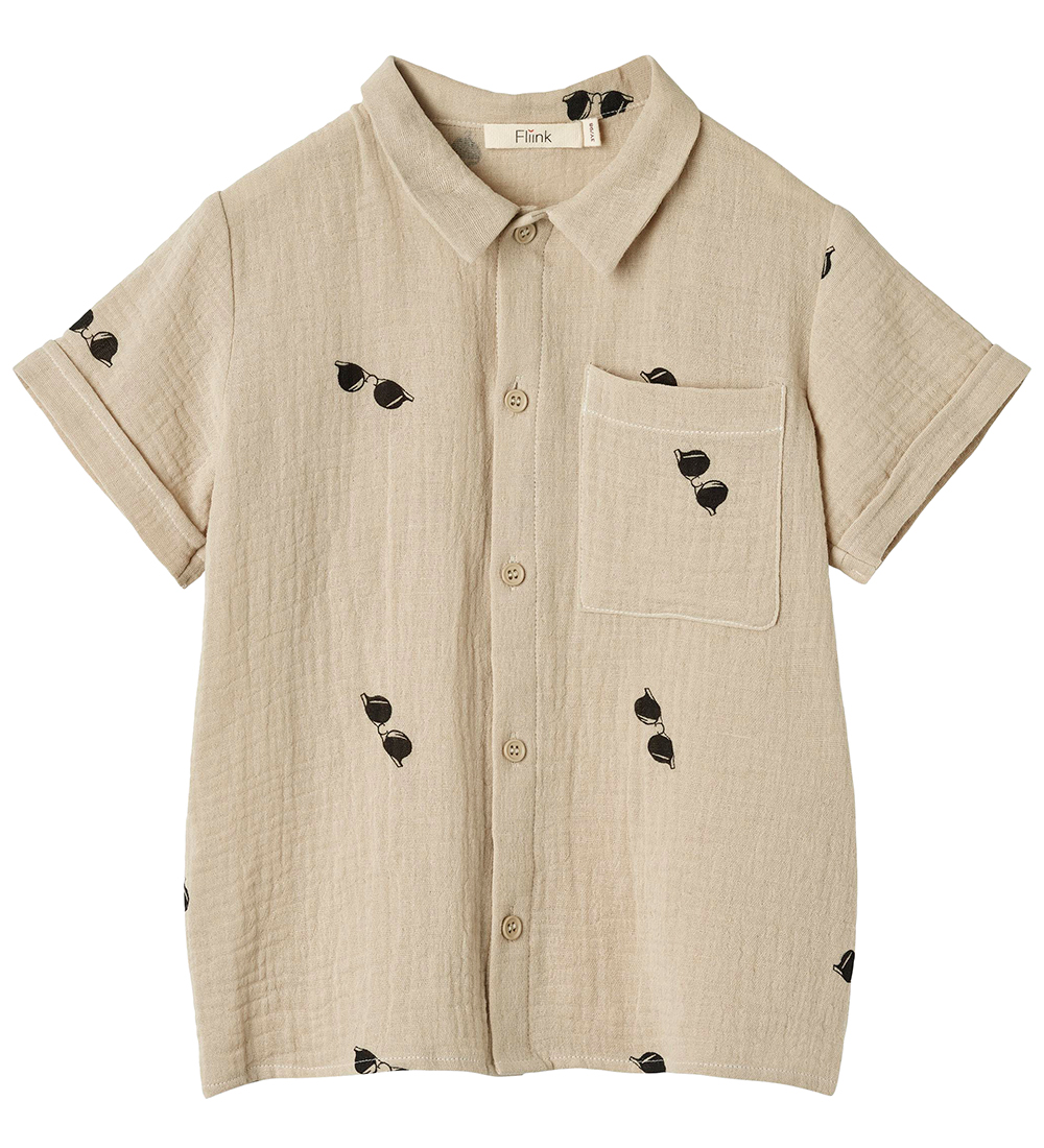 Fliink Shirt - Muslin - Hello - Hummus w. Sunglasses
