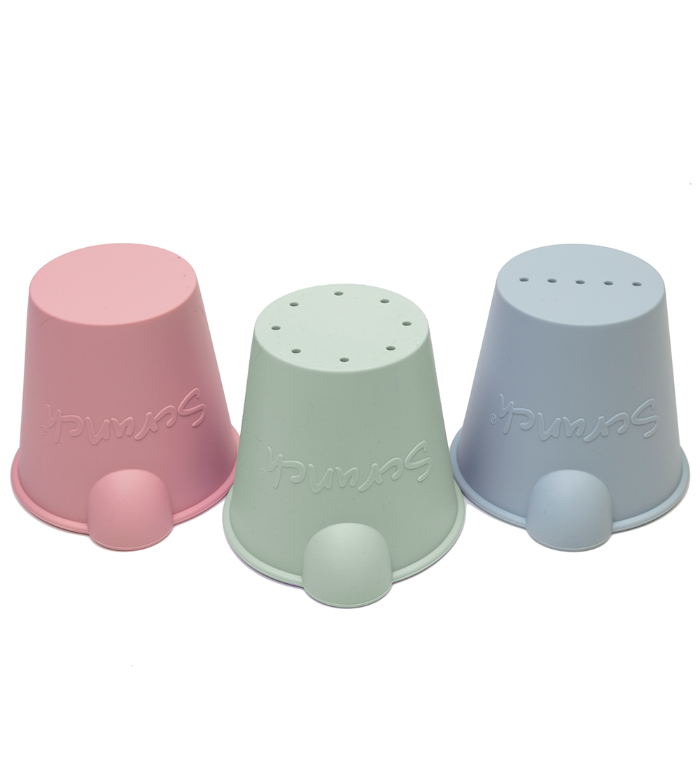 Scrunch Bath Buckets - 3-pack - Sage Green/Dusty Rose/Ankaägg Bl