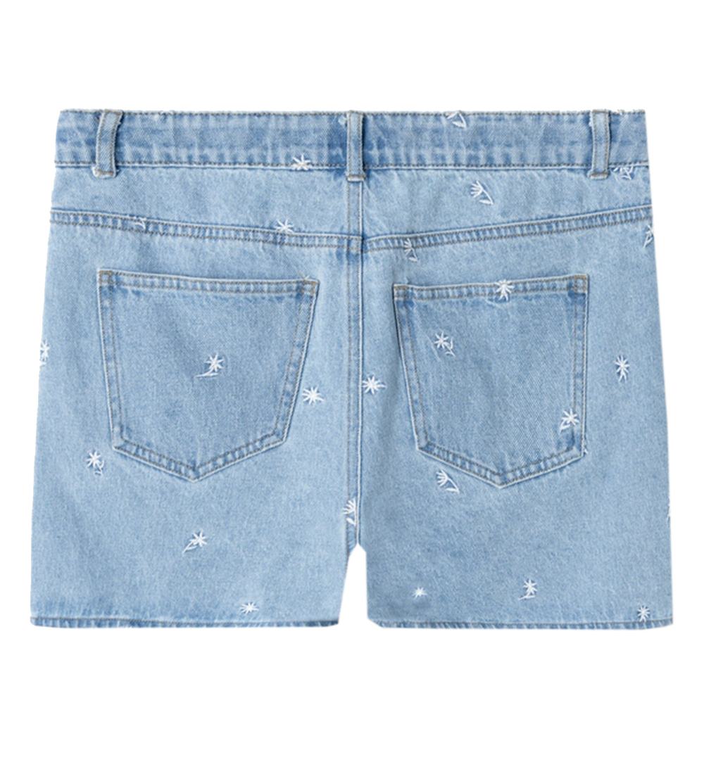 LMTD Stuttbuxur - NlfEmbizza - Light Blue Gallaefni M. Blóm