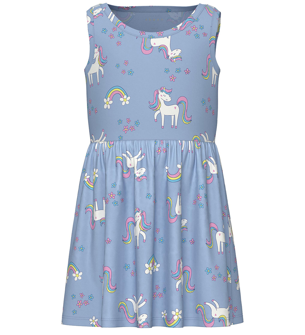 Name It Dress - NmfVineo - Chambray Blue w. Unicorns