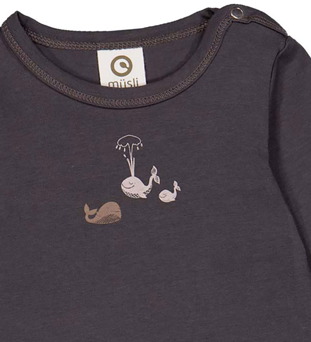 Müsli Bodysuit L/æ - Whale - Mystery Blue