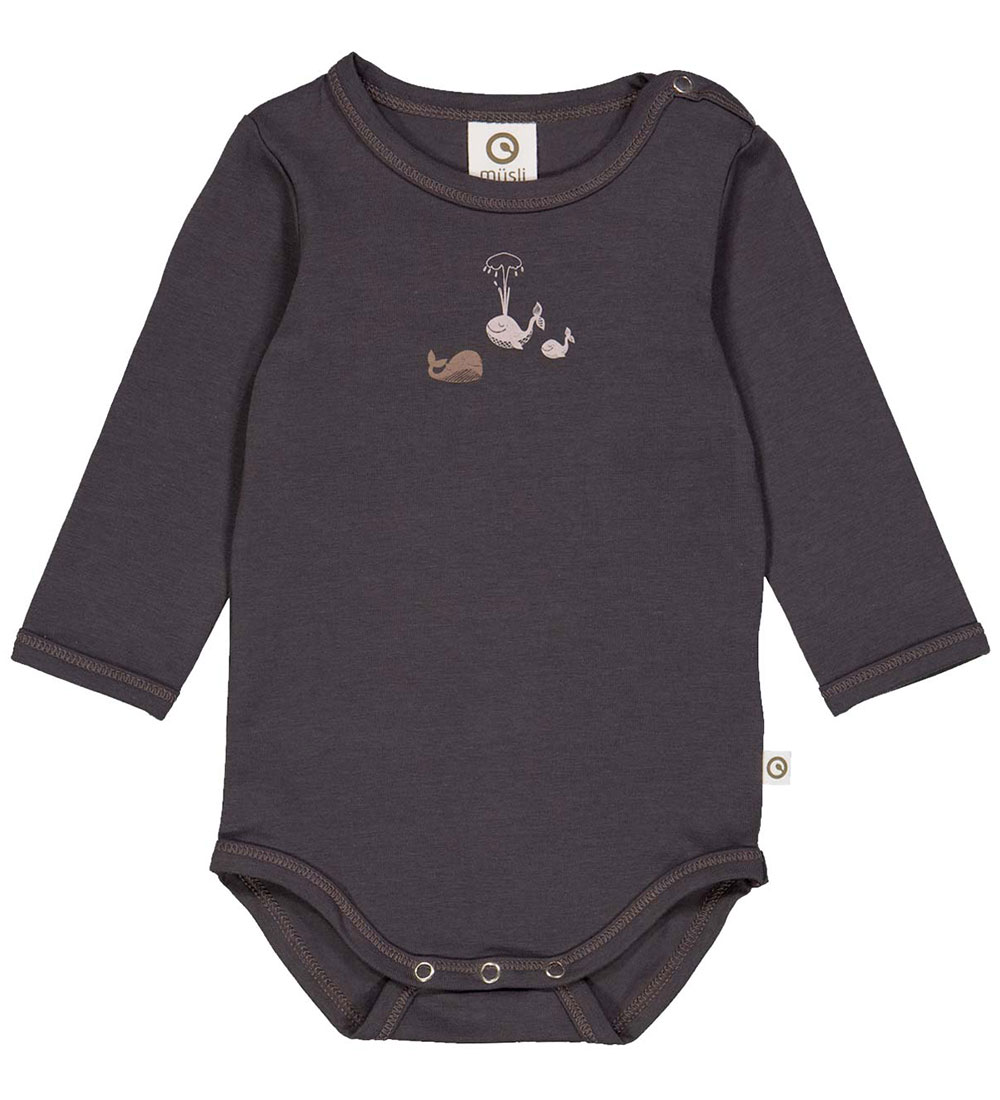 Müsli Bodysuit L/æ - Whale - Mystery Blue
