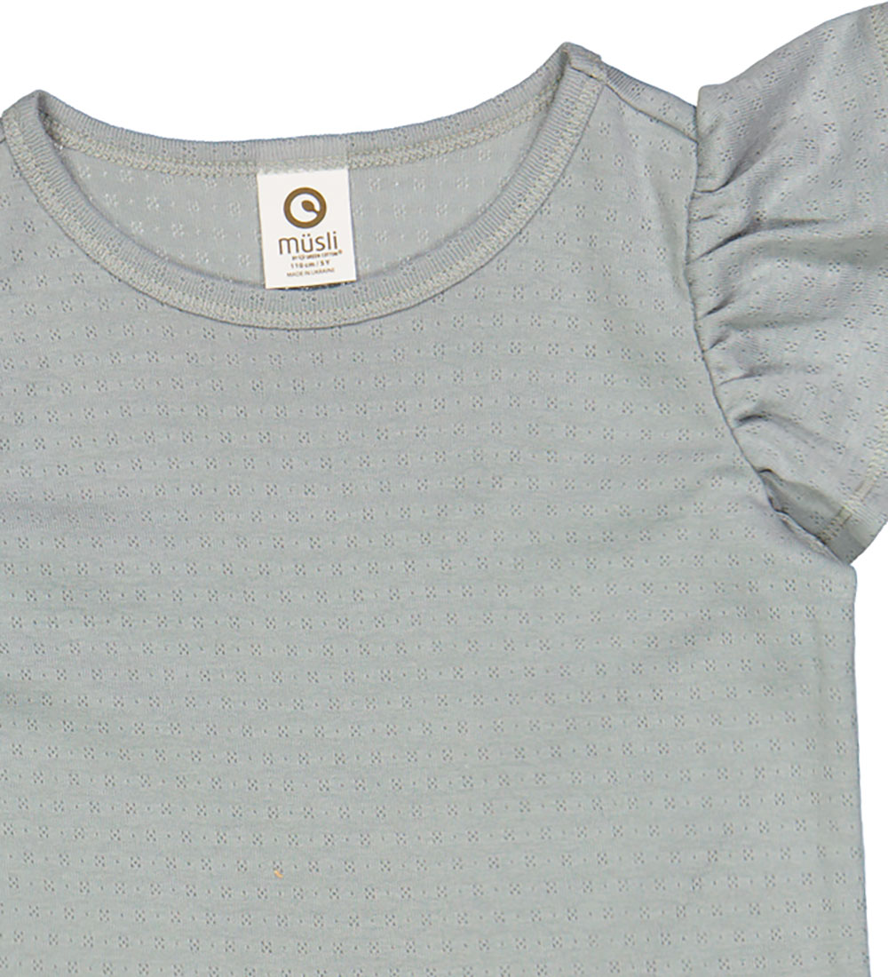 Müsli T-shirt - Pointelle Frill - Jasmine Blue