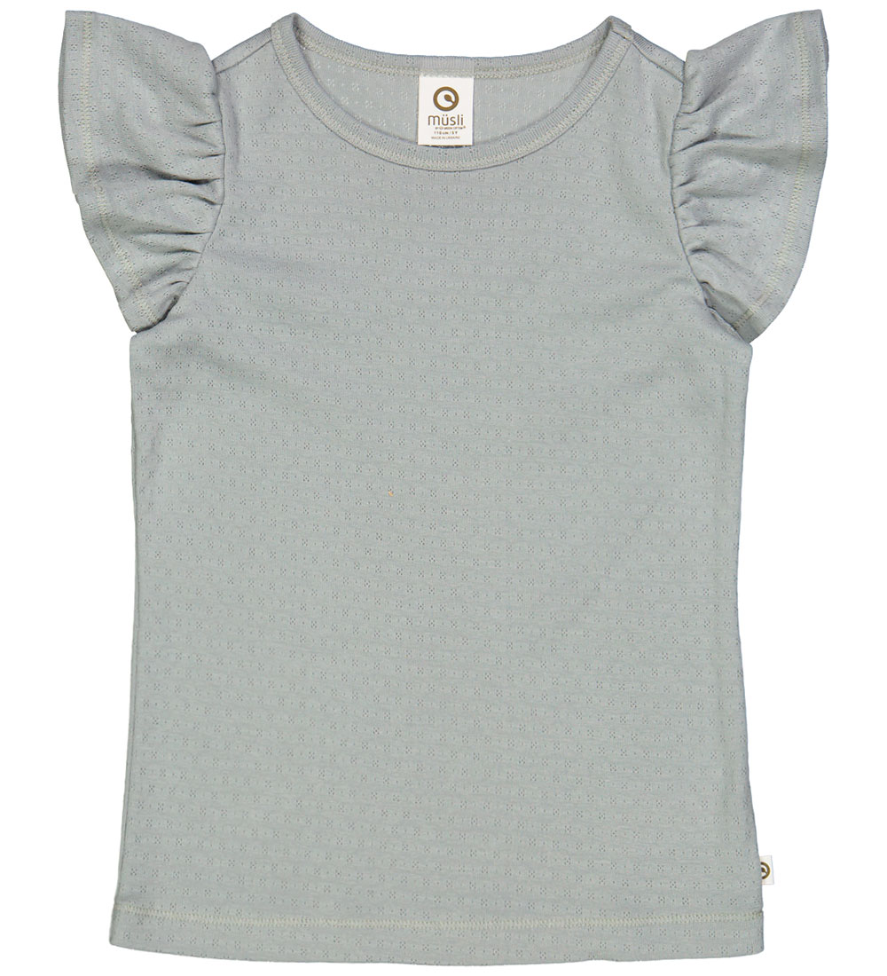 Müsli T-shirt - Pointelle Frill - Jasmine Blue
