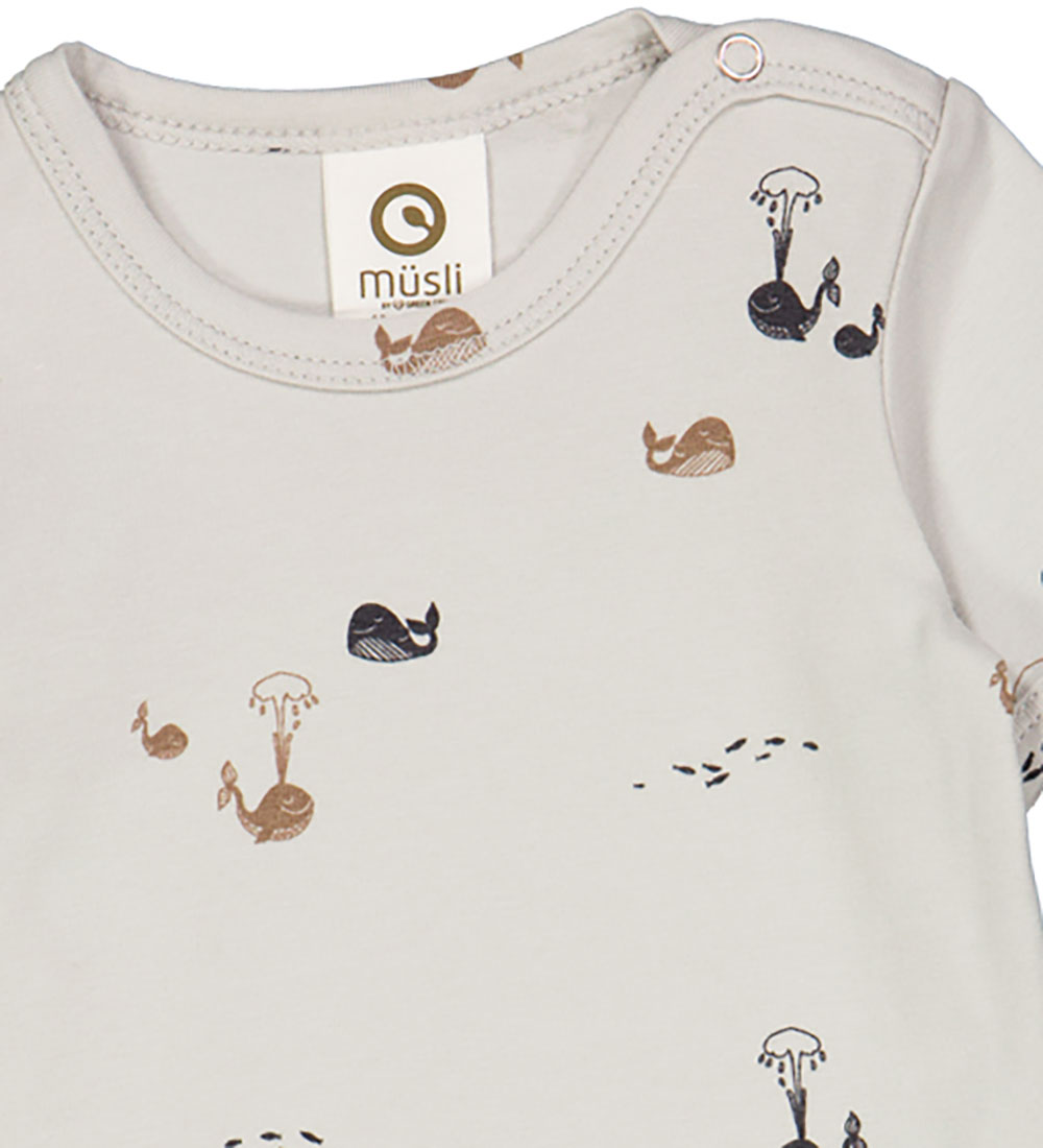 Müsli Bodysuit k/æ - Whale - Soft Blue/Mystery Blue/Shade