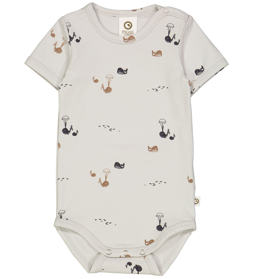 Müsli Bodysuit k/æ - Whale - Soft Blue/Mystery Blue/Shade