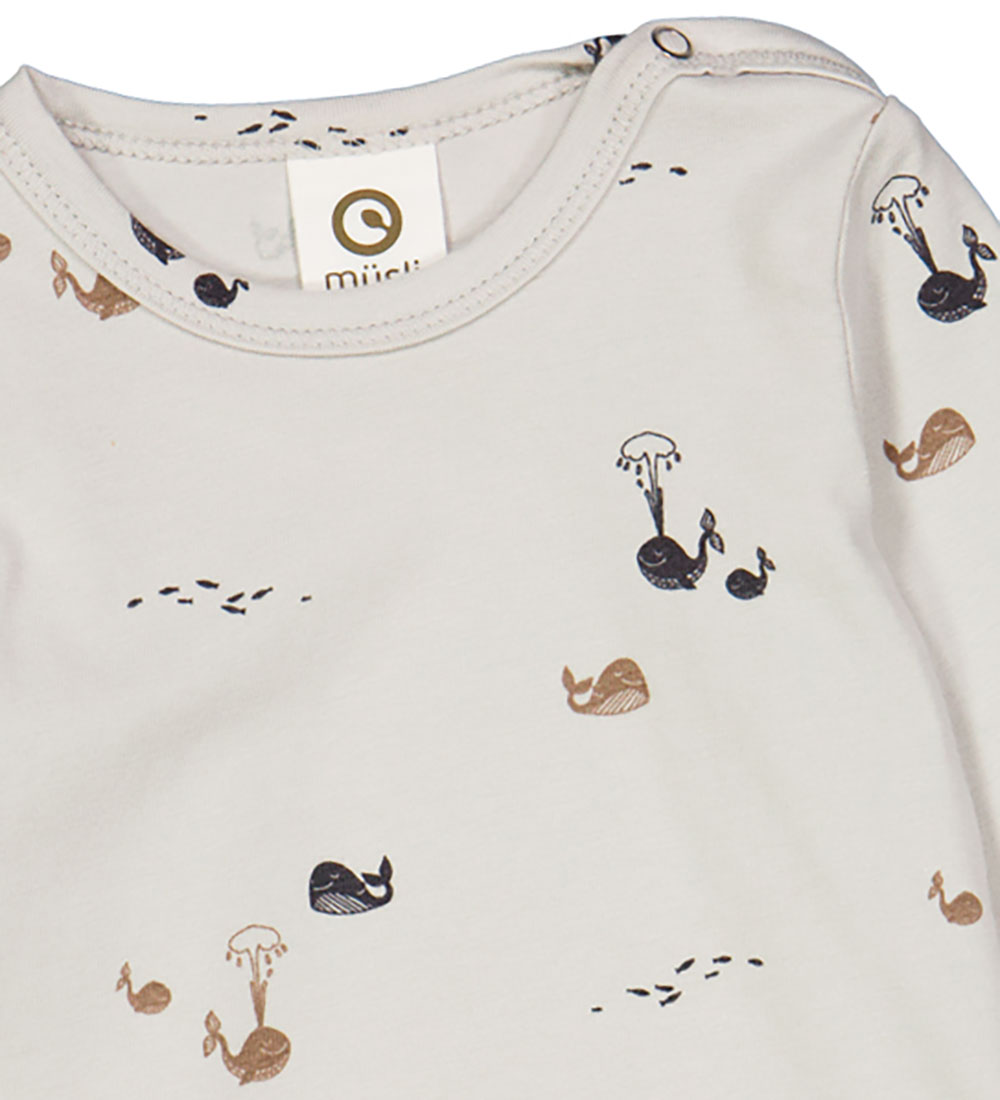 Müsli Bodysuit L/æ - Whale - Soft Blue/Mystery Blue/Shade