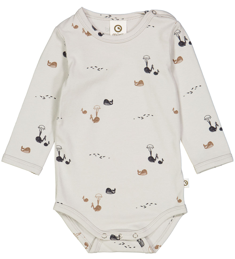 Müsli Bodysuit L/æ - Whale - Soft Blue/Mystery Blue/Shade