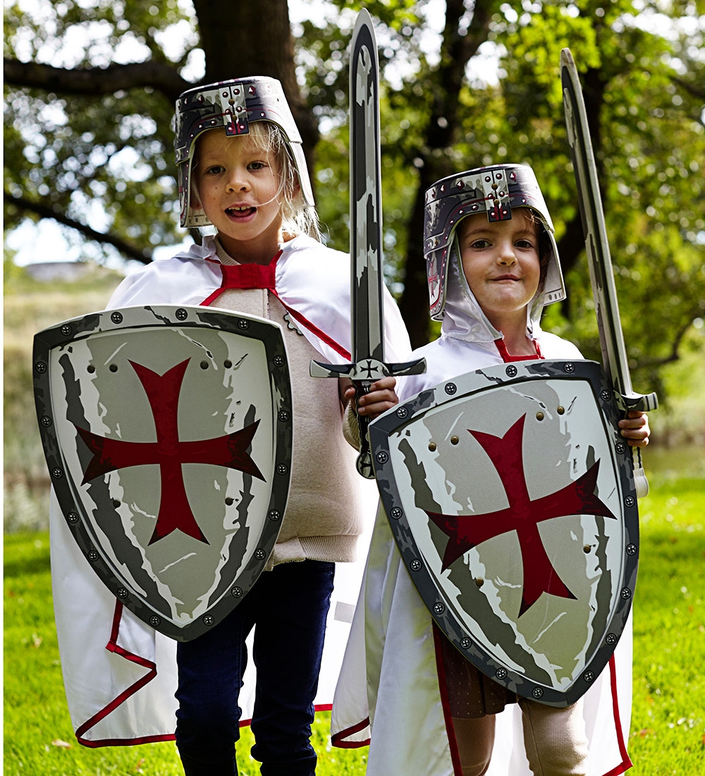 Liontouch Costume - Knight Helmet - Gray w. Maltese Cross