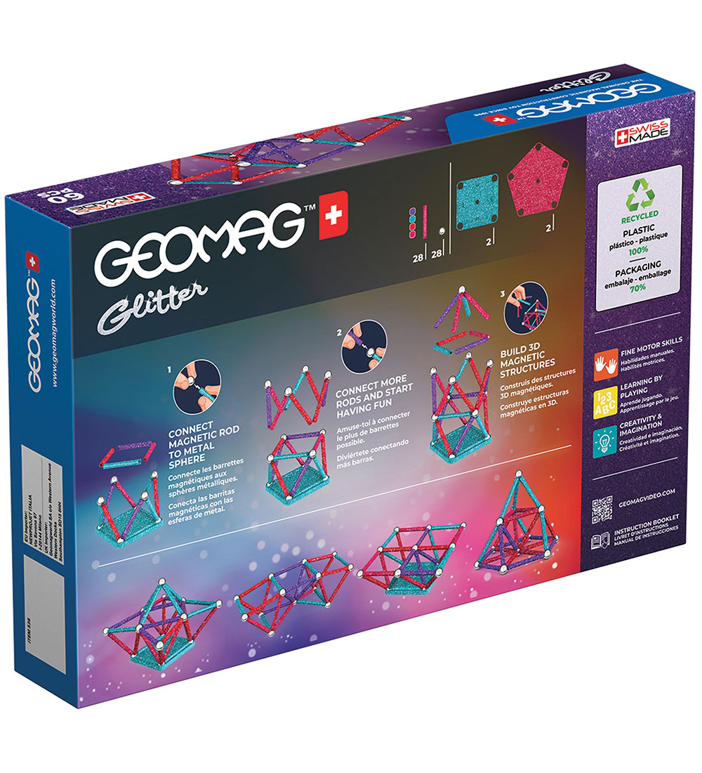 Geomag Magnet set - Glitter Recycled - 60 Parts