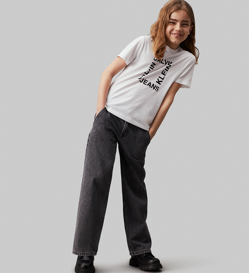 Calvin Klein T-shirt - Maxi Hero Flock Logo - Bright White