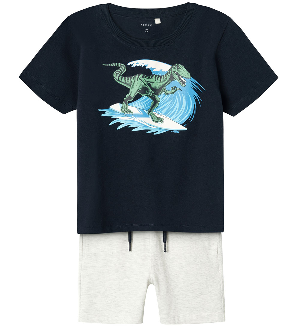 Name It Shorts Set - NmmJunik - Dark Sapphire w. Dinosaurs