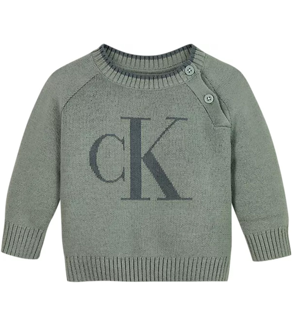 Calvin Klein Blouse - Knitted - Fluffy Monogram Logo - Meteor Gr