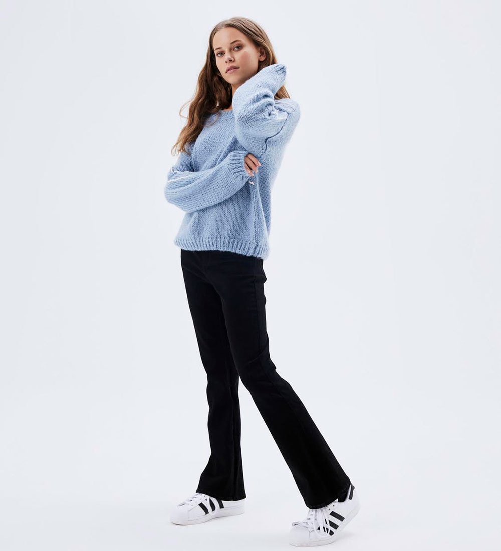 LMTD Blouse - Knitted - NlfKarla - Ashley Blue w. Pointelle