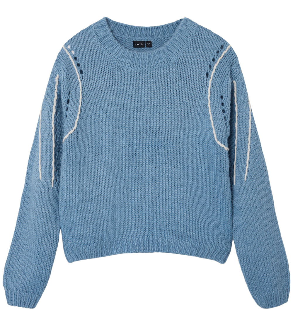 LMTD Blouse - Knitted - NlfKarla - Ashley Blue w. Pointelle