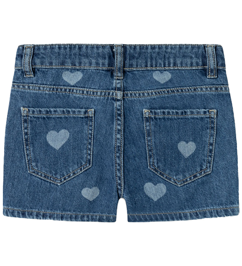 Name It Shorts - NkfRose - Denim Blue w. Hearts