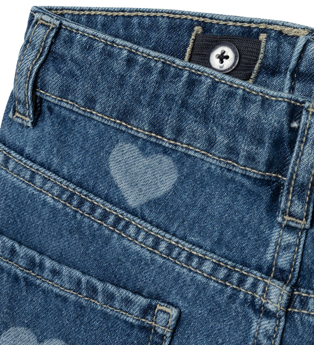 Name It Shorts - NkfRose - Denim Blue w. Hearts