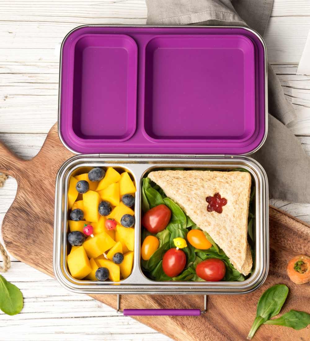 Lekkabox Nestisbox - Duo - Ryðfrítt stál - 750 ml - Fjólublátt