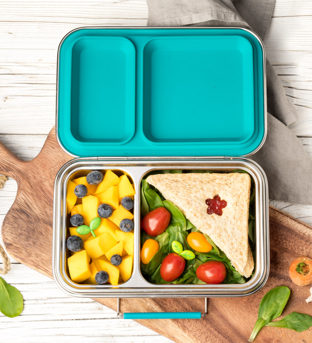 Lekkabox Lunchbox - Duo - Stainless Steel - 750 mL - Petrol