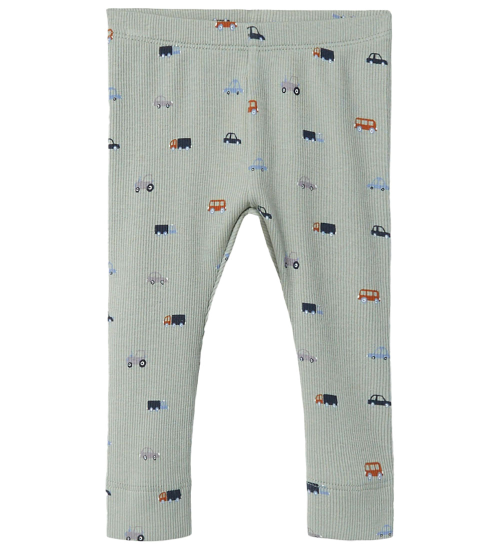 Name It Leggings - Rib - NbmDabu - Wrought Iron w. Vehicles