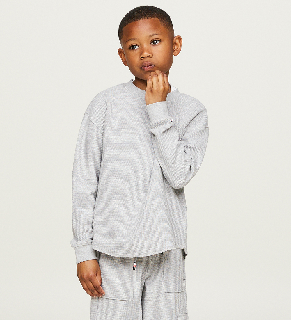 Tommy Hilfiger Blouse - Monotype wafel - Light Grey Heather