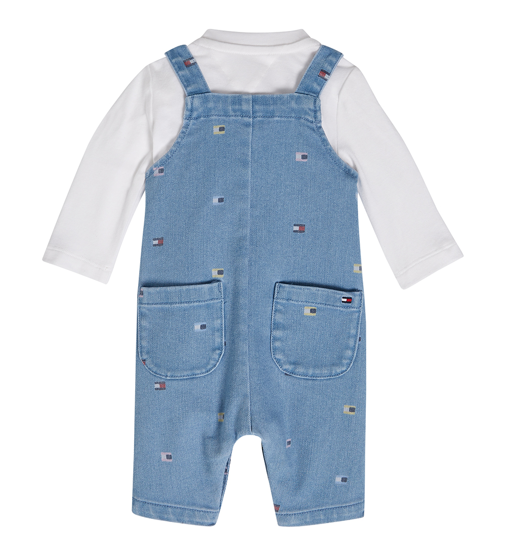 Tommy Hilfiger Set - Latzhosen/Bluse - Denim Medium+/Weiß
