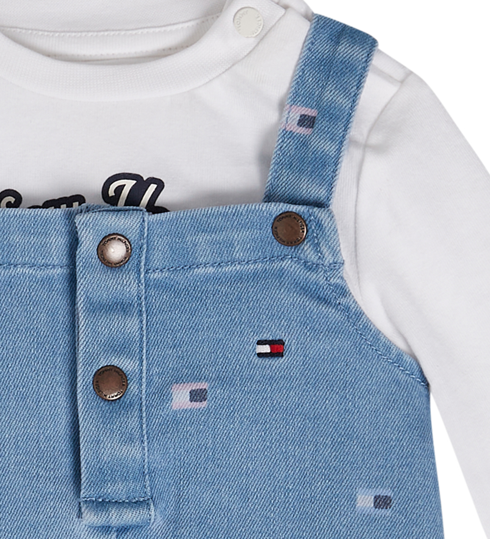 Tommy Hilfiger Set - Latzhosen/Bluse - Denim Medium+/Weiß