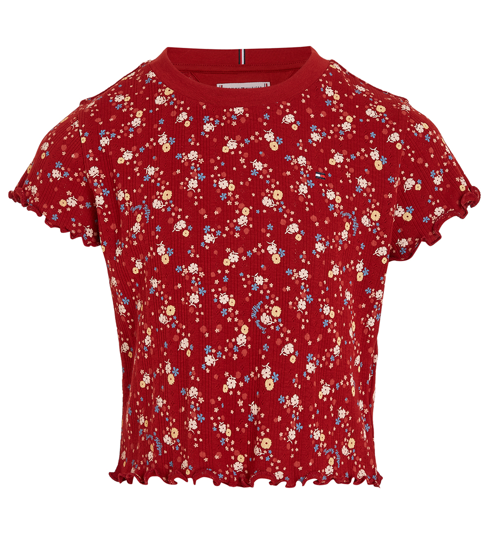 T-Shirt Tommy Hilfiger - Rib - Flower Pointelle - Dark Magma Tou