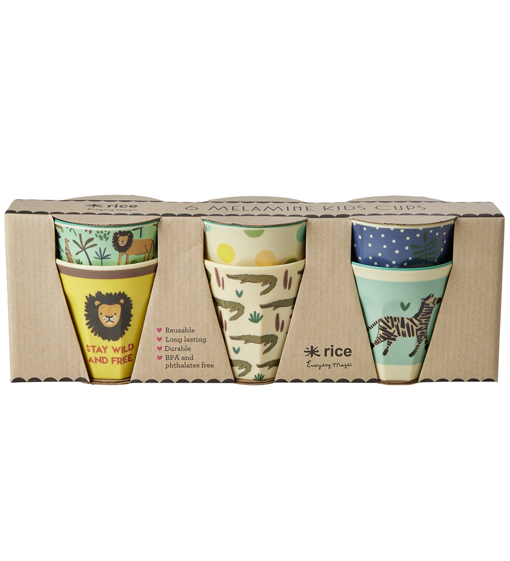 Rice Becher - Melamin - 6 st. - 160 ml - Blau/Jungle Print