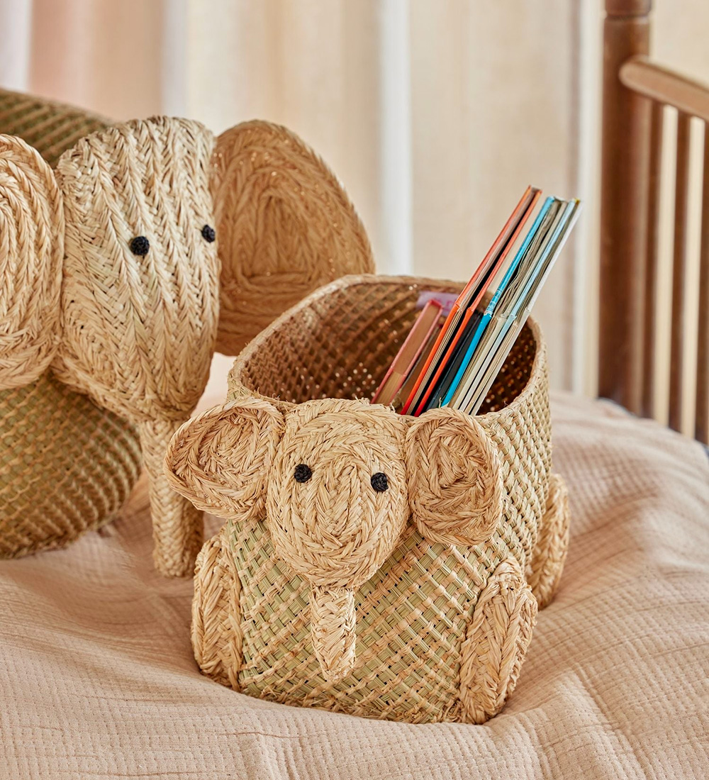 Rice Aufbewahrungskorb - Raffia/Algen - Klein Elefant - Natur