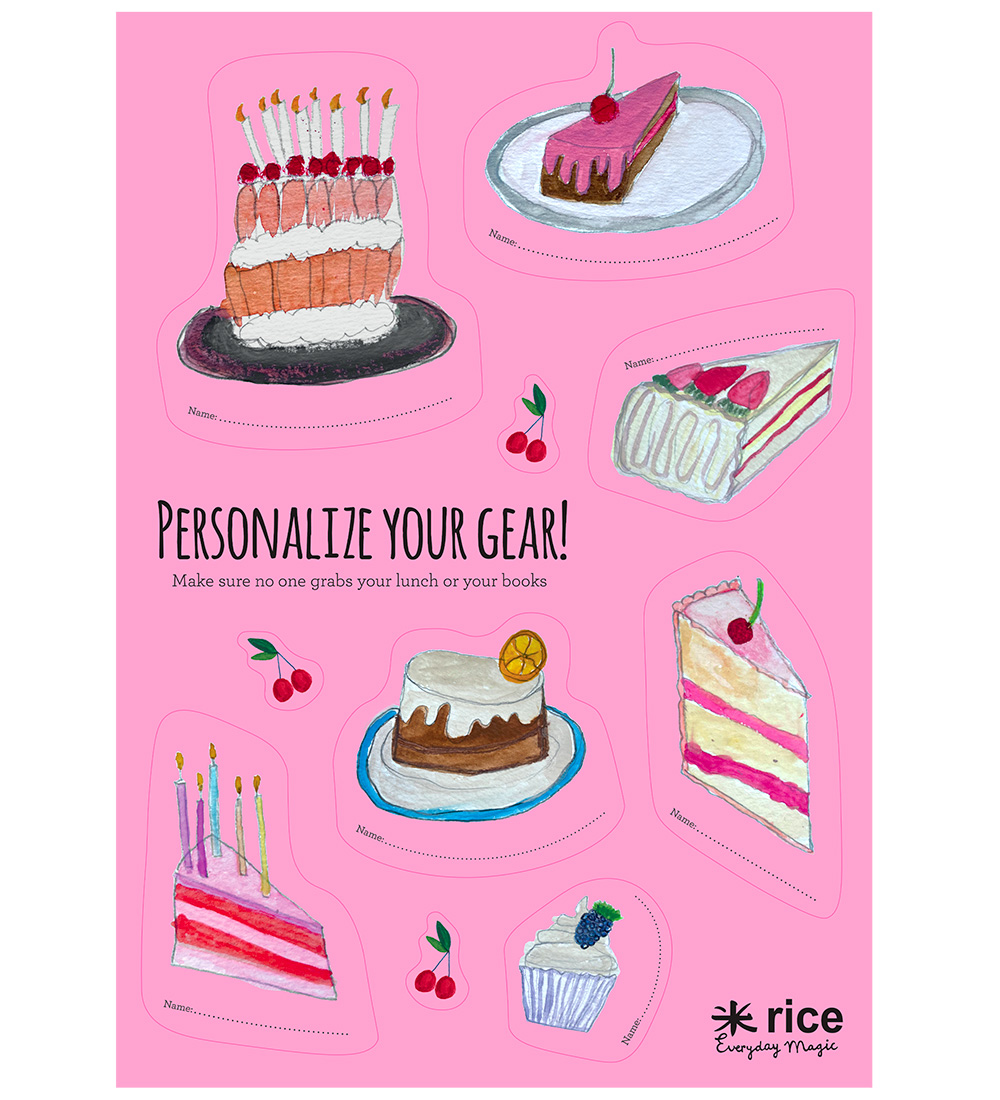 Rice Stickers To Lunchbox - 10 pcs - Pink/Sweet Cake